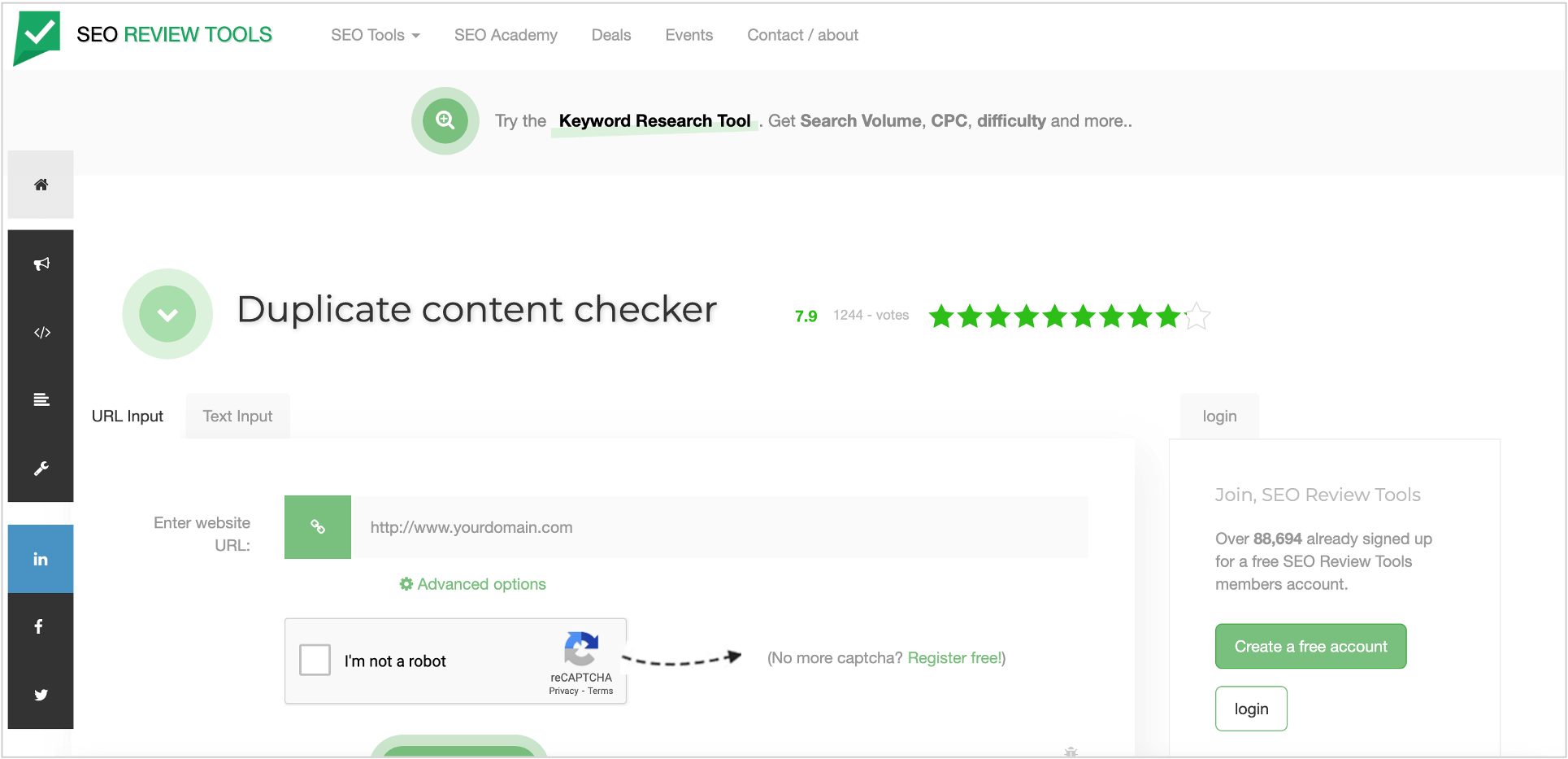 screenshot of free duplicate content checker