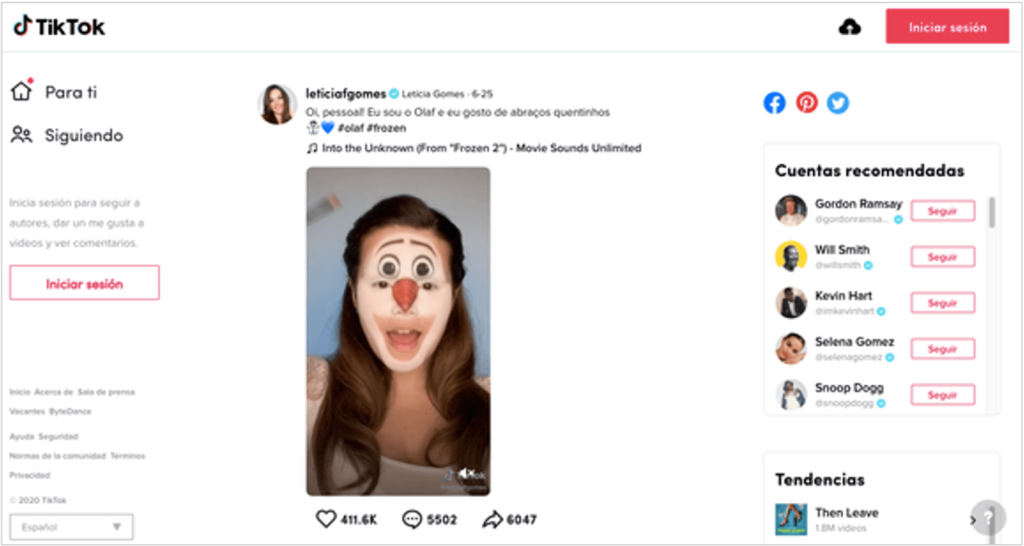 screenshot of leticia gomes' tiktok video based on Frozen