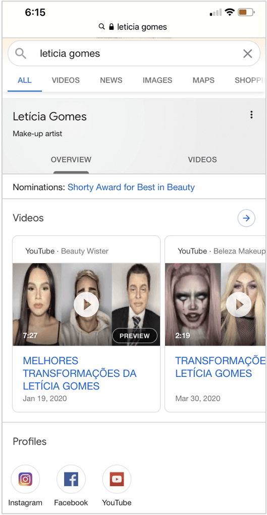 google search of leticia gomes