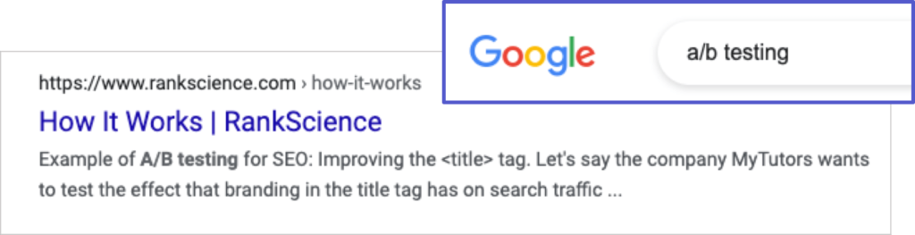 example of keyword being highlighted in meta description
