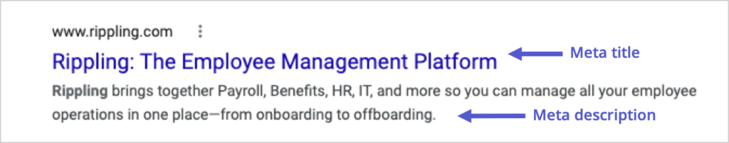example of a meta title and meta description on a Google search result