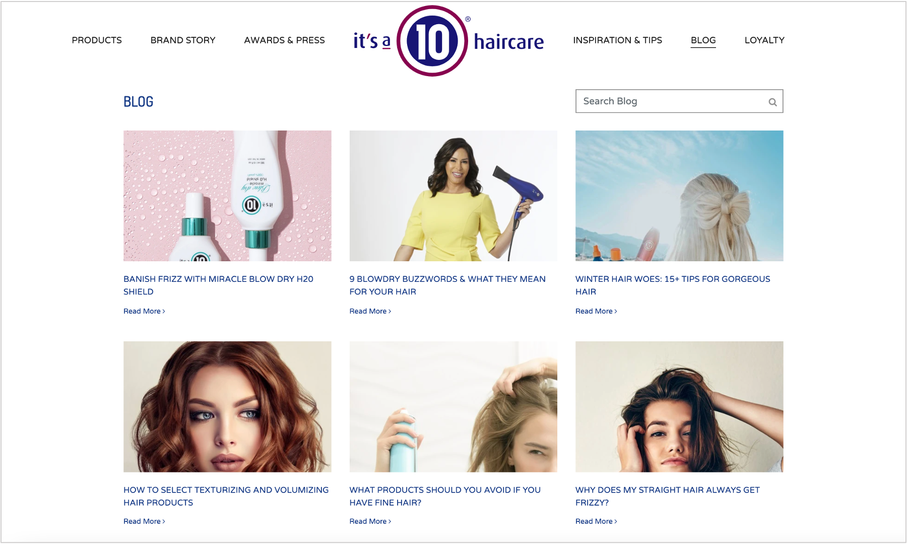 screenshot of it's a 10 haircare blog