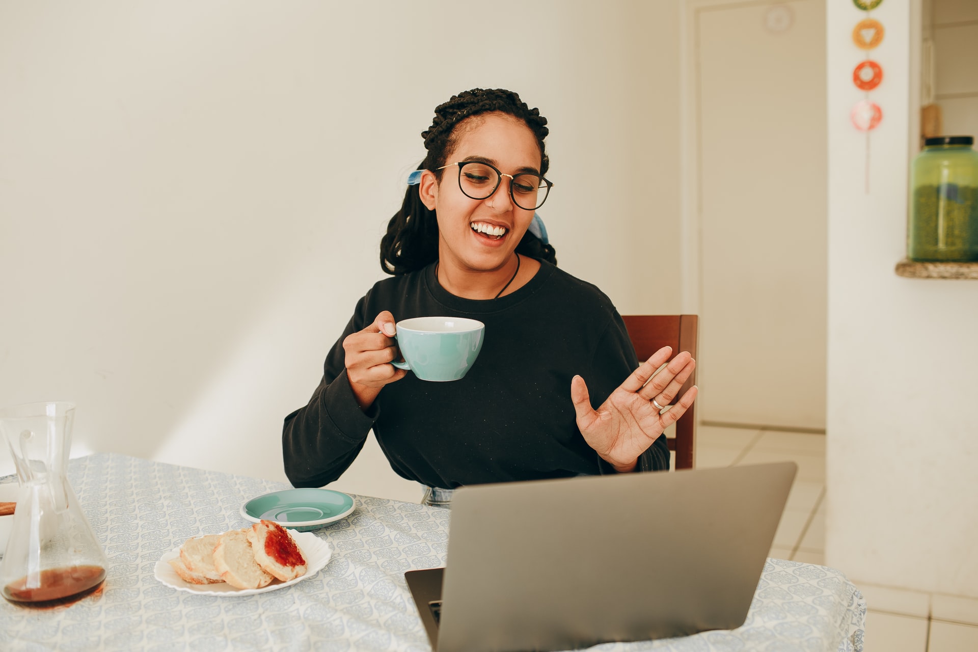 happy client on zoom call