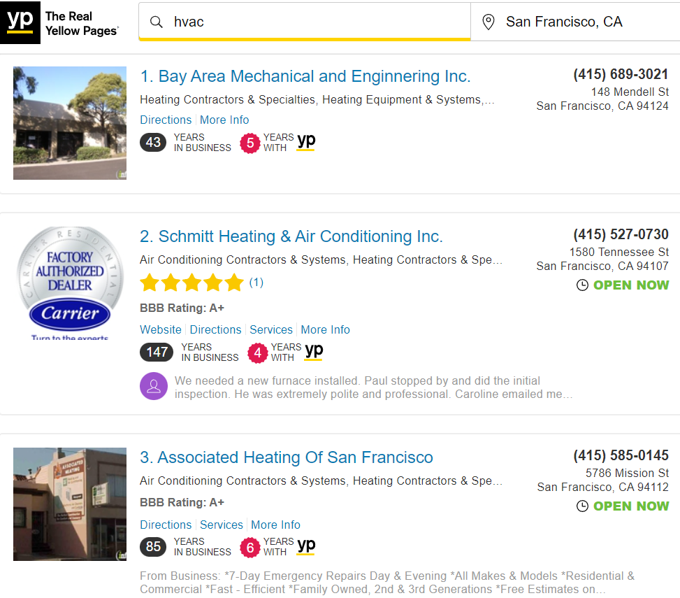 yp results for hvac
