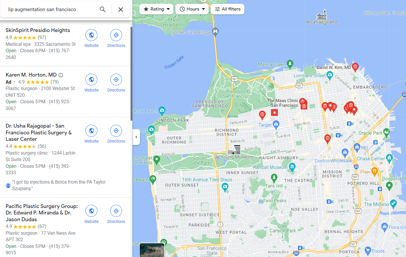google maps results for lip augmentation